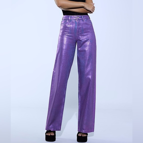 **SOLD** Purple Metallic Jeans River Island Never Worn - Picture 2 of 4